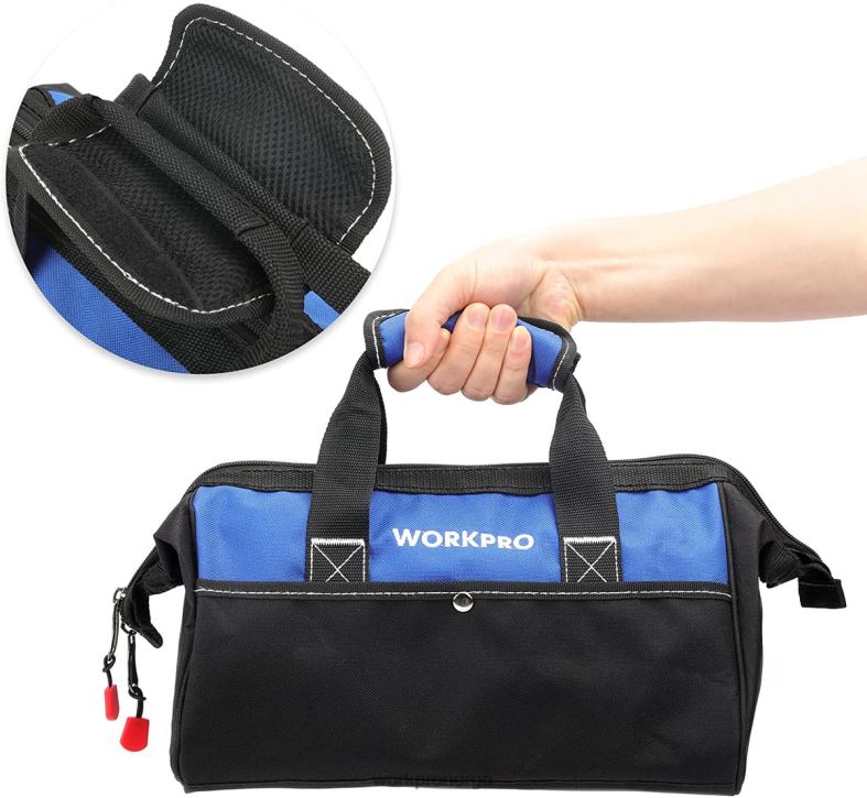 WORKPRO 13-tommers verktøypose med bred munn nyttig Oppbevaring 622PZ28