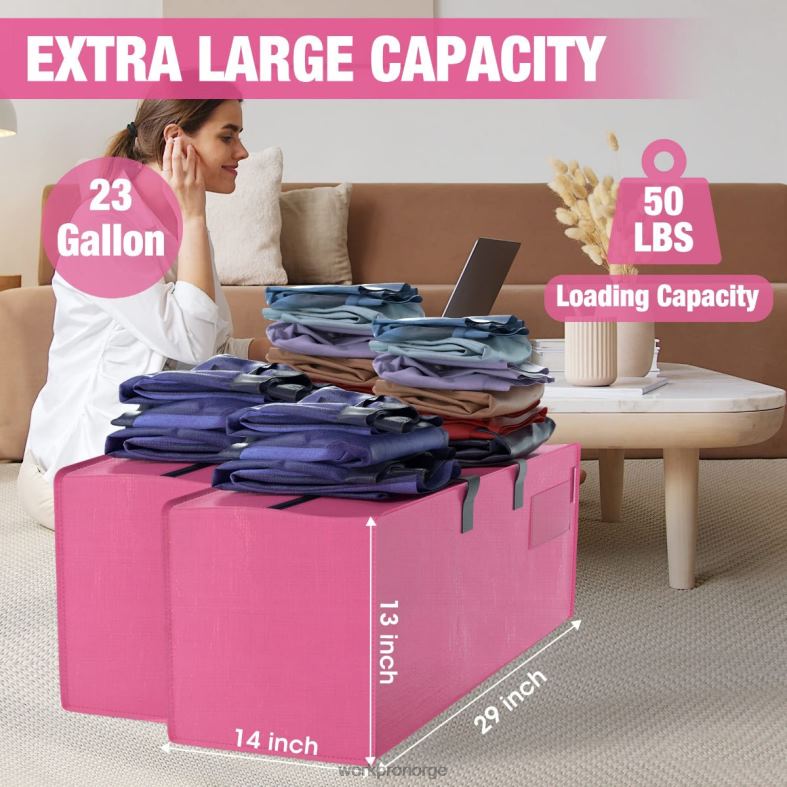 WORKPRO 6-paknings ekstra store kraftige oppbevaringsvesker med glidelåser og bærehåndtak ryggsekkstropper rosa/blått Oppbevaring 622PZ142