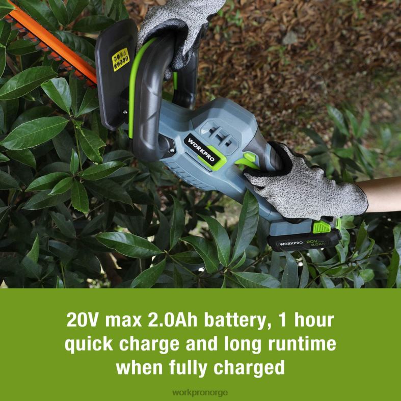 WORKPRO 20V trådløs hekksaks med doble kniver elektrisk hageverktøy 2,0ah batteri og 1 times hurtiglader inkludert morden verktøy 622PZ295
