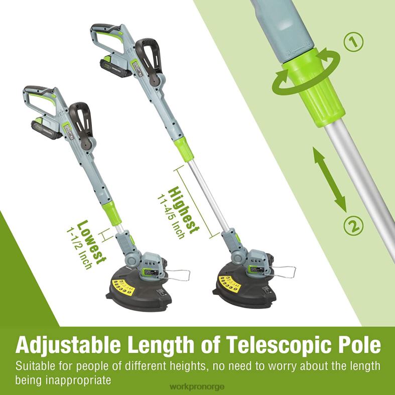 WORKPRO 20v trådløs strengtrimmer / kantklipper 12-tommers med 2ah lithium-ion batteri 1 times hurtiglader 16,4 fot trimmerlinje inkludert hjelpsom verktøy 622PZ293