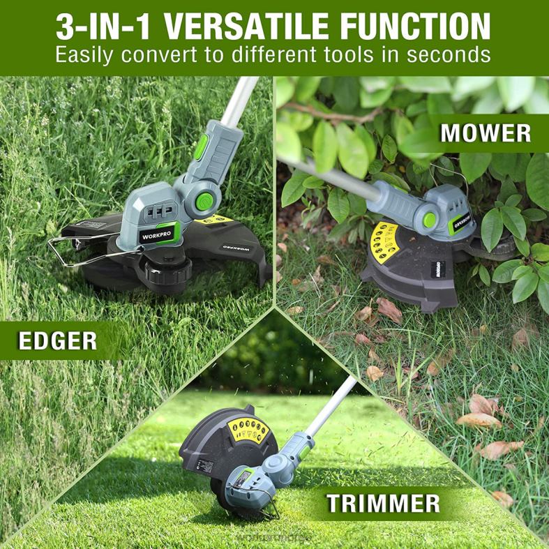 WORKPRO 20v trådløs strengtrimmer / kantklipper 12-tommers med 2ah lithium-ion batteri 1 times hurtiglader 16,4 fot trimmerlinje inkludert hjelpsom verktøy 622PZ293
