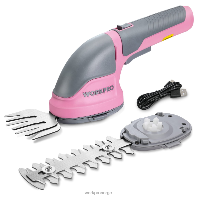 WORKPRO 2 i 1 håndholdt 3,6v elektrisk trådløs busktrimmer hekksaks/gressklipper rosa/grønn/hvit verktøy 622PZ268