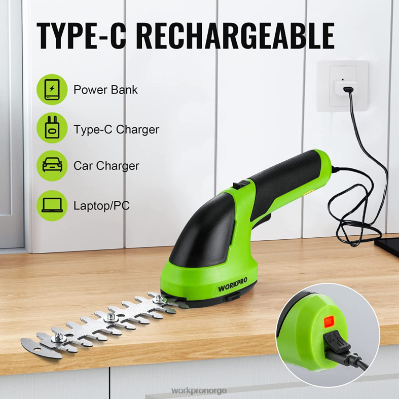 WORKPRO 2 i 1 håndholdt 7,2v elektrisk trådløs buskasakser hekksaks/gressklipper rosa/grønn/hvit verktøy 622PZ269