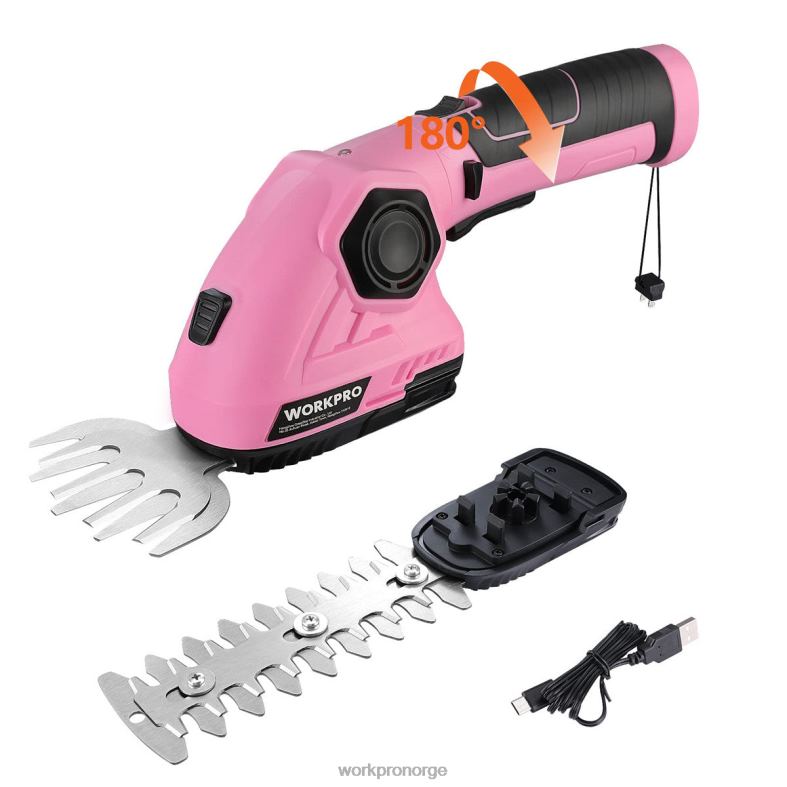 WORKPRO 2 i 1 håndholdt hekksaks 7,2v elektrisk gresstrimmer/hekksaks rosa verktøy 622PZ266