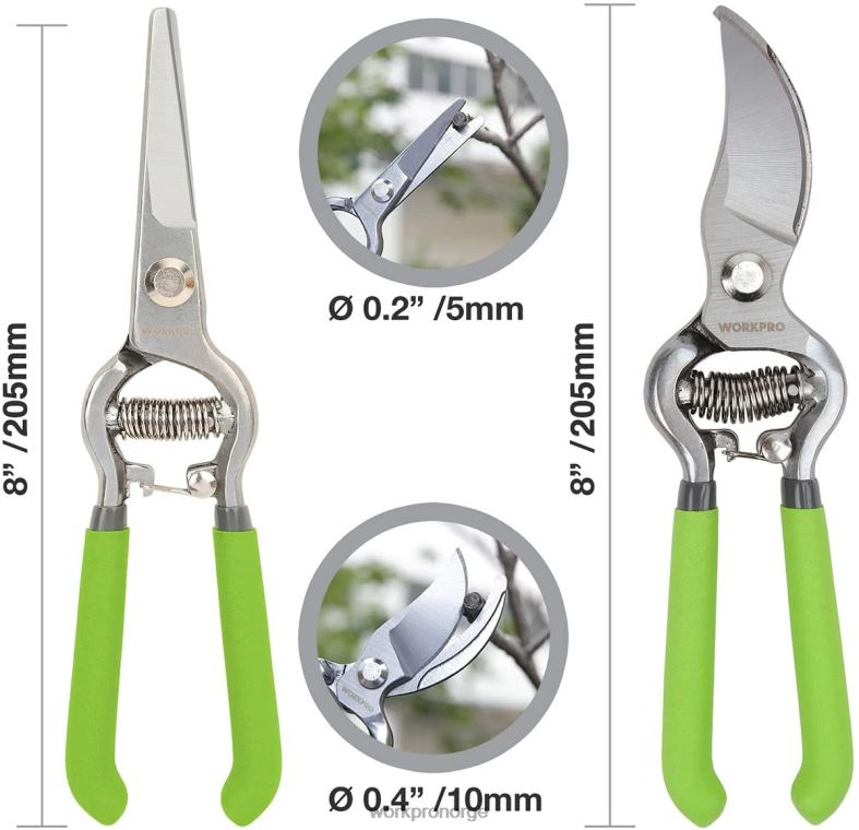 WORKPRO 2 stk beskjæringssaks sett med stål rett blad hjelpsom verktøy 622PZ271