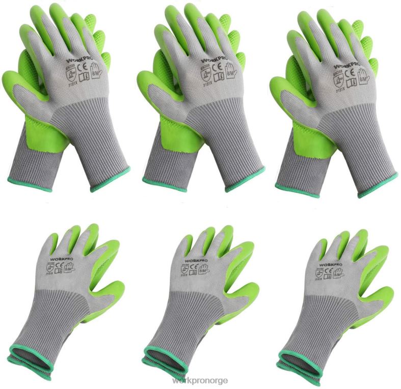 WORKPRO 6 par hagearbeidshansker med øko latex palmebelagt hjelpsom verktøy 622PZ275