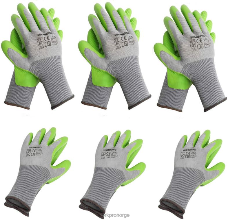 WORKPRO 6 par hagearbeidshansker med øko latex palmebelagt hjelpsom verktøy 622PZ275